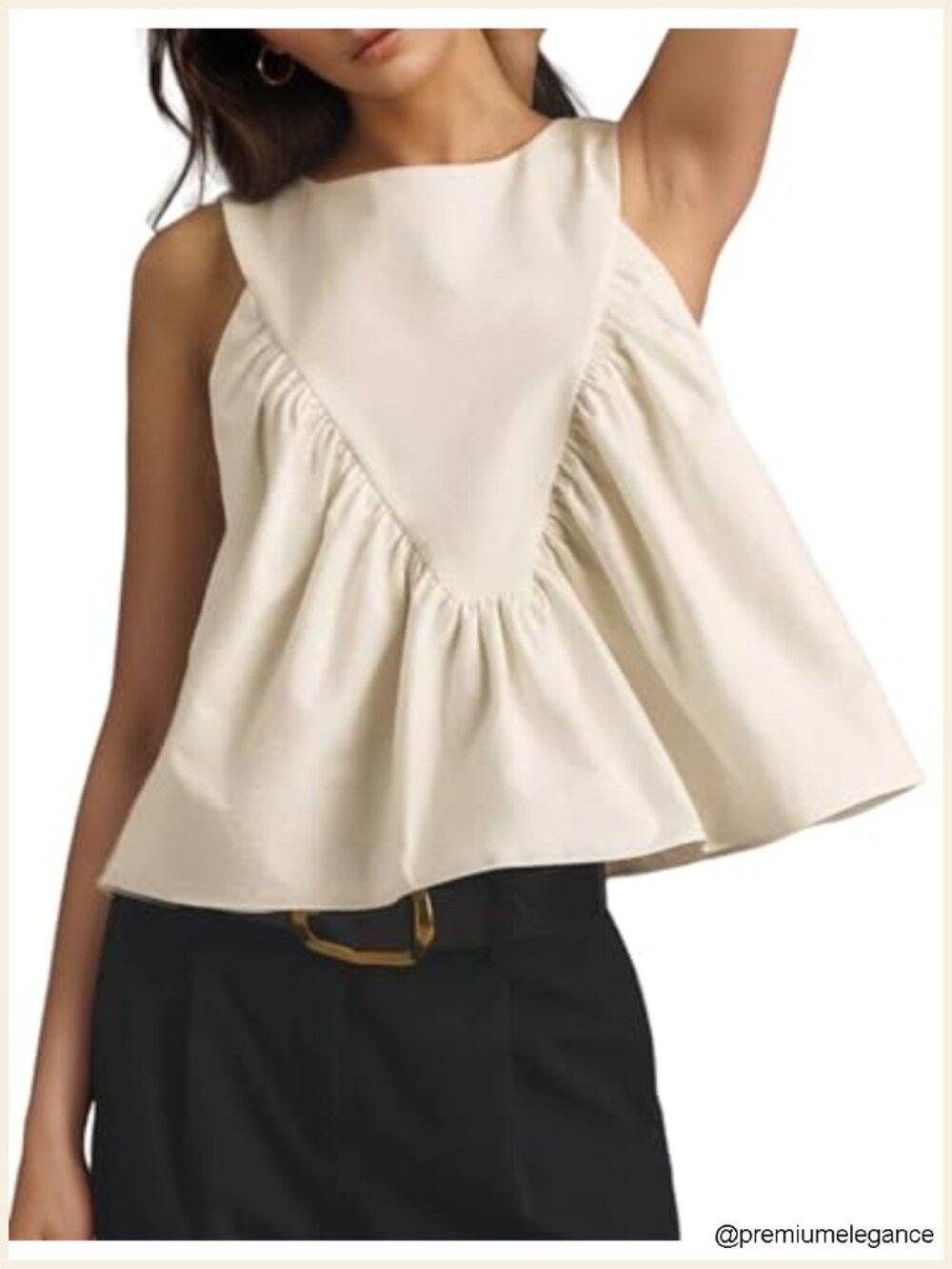 Women's Peplum Tank Top Shirred Swing Sleeveless Blouse Flowy Summer